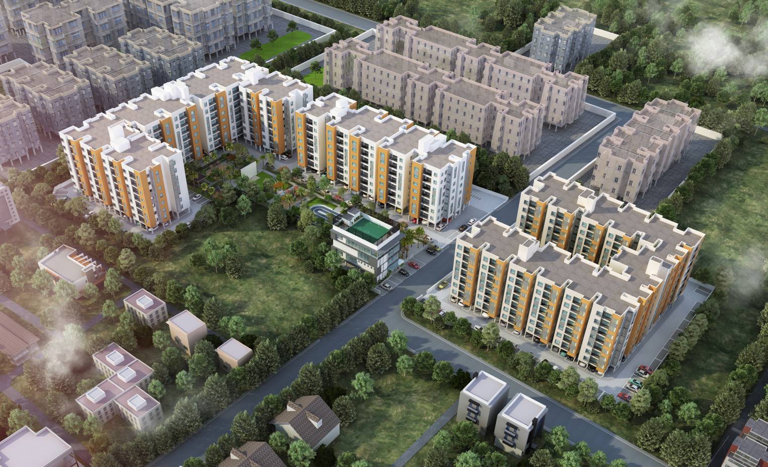Stunning elevation of S&P Courtyard Flats in Mogappair West