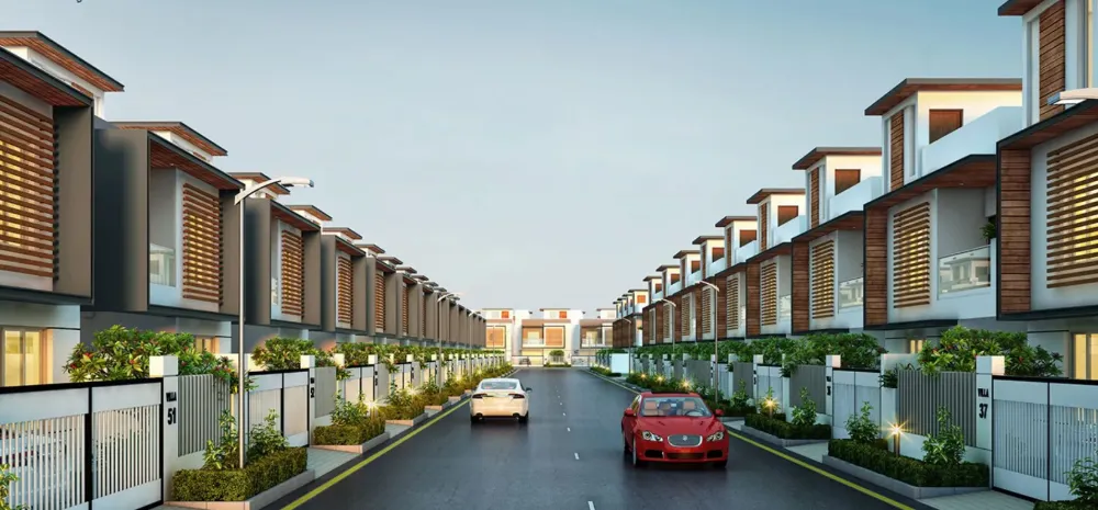 Front elevation of S&P The Address - Villas near Medavakkam and OMR, Chennai