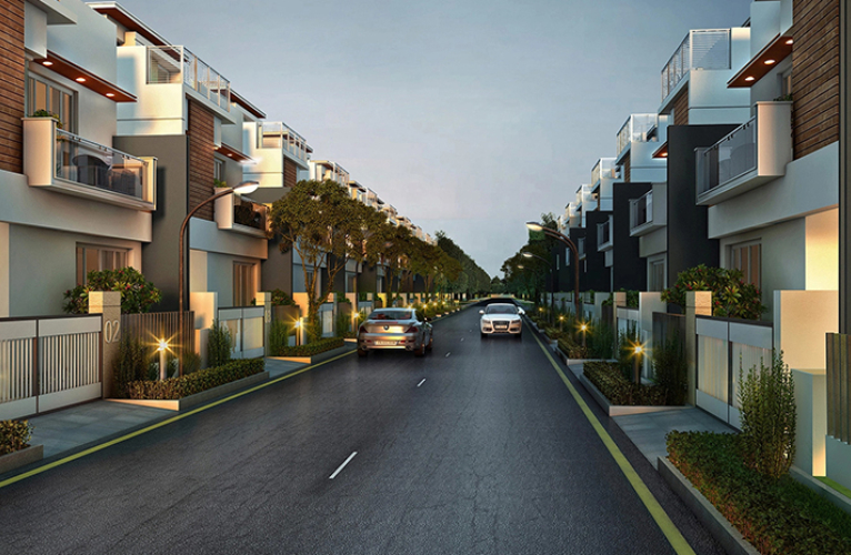 Front elevation of S&P Signature Villas near Tambaram, Perungalathur - Chennai