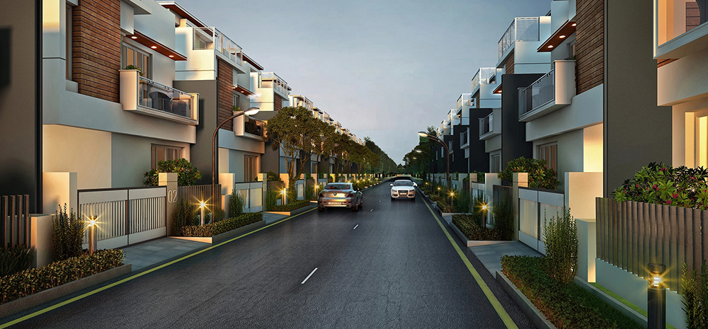 Front elevation of S&P Signature Villas near Tambaram, Perungalathur - Chennai